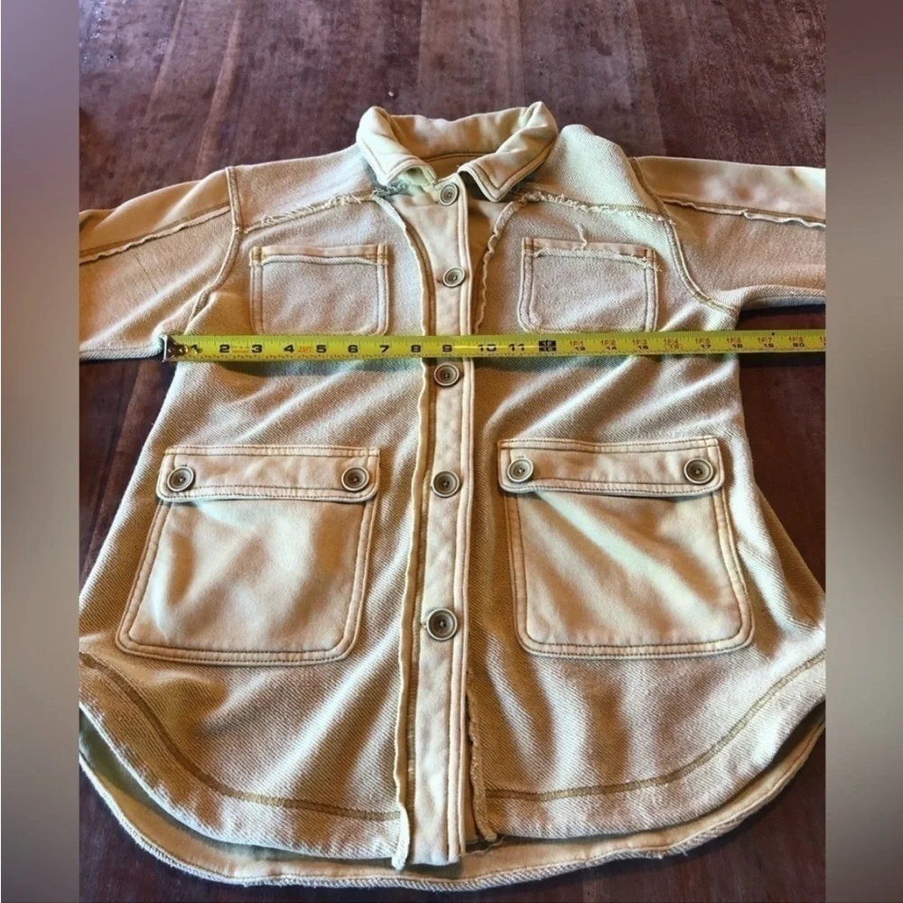 Anthropolgie Pilcro Shirt Tamara Mustard Distressed Button Shacket - Picture 4 of 7